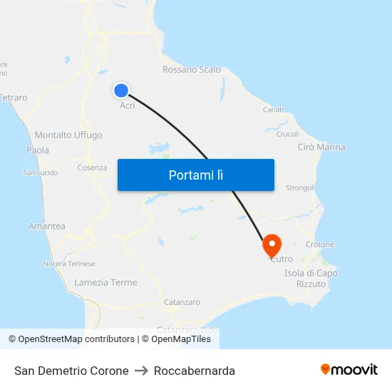 San Demetrio Corone to Roccabernarda map