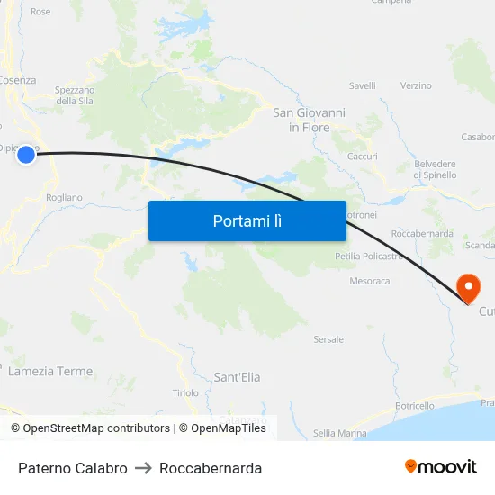 Paterno Calabro to Roccabernarda map