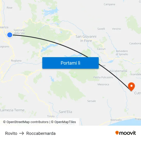 Rovito to Roccabernarda map