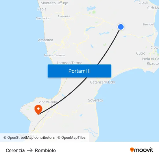 Cerenzia to Rombiolo map