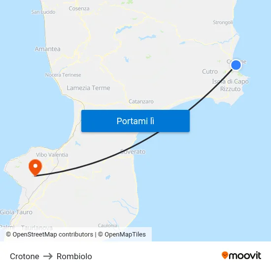 Crotone to Rombiolo map
