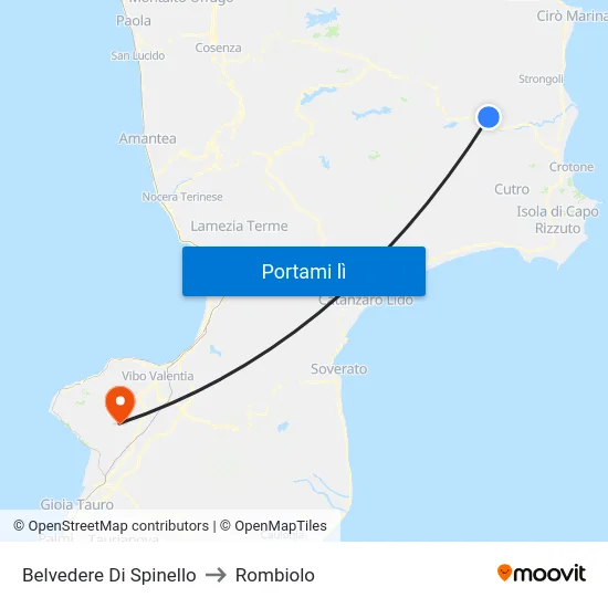 Belvedere Di Spinello to Rombiolo map