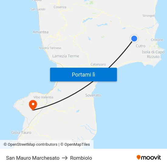 San Mauro Marchesato to Rombiolo map