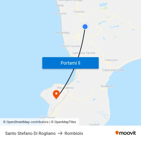 Santo Stefano Di Rogliano to Rombiolo map