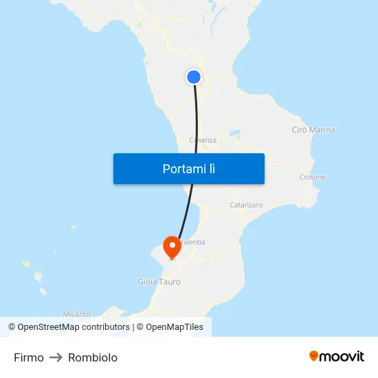 Firmo to Rombiolo map