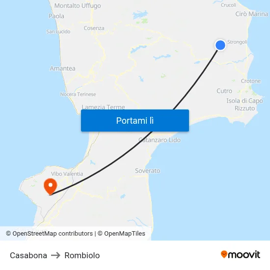 Casabona to Rombiolo map