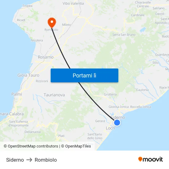 Siderno to Rombiolo map