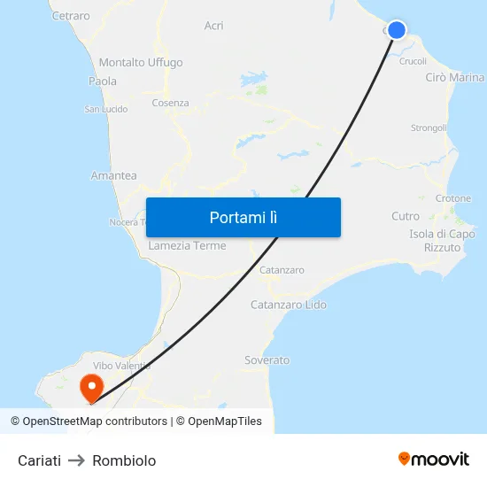 Cariati to Rombiolo map