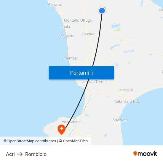 Acri to Rombiolo map