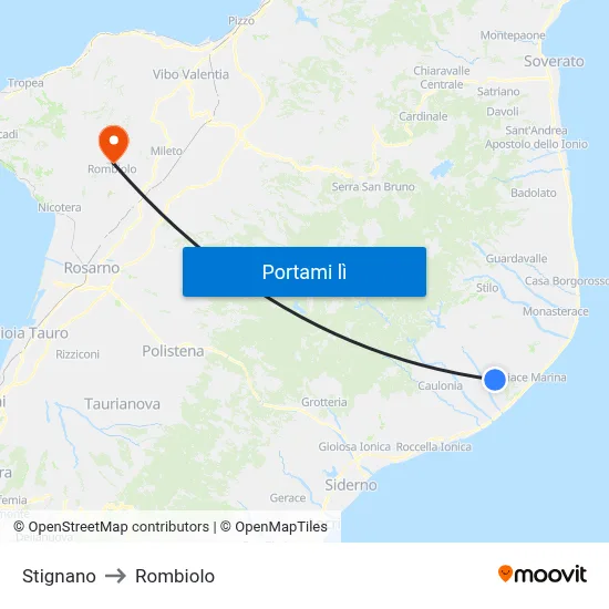 Stignano to Rombiolo map