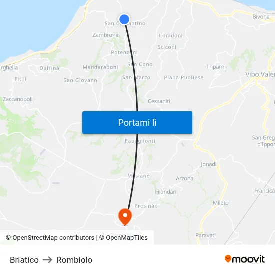 Briatico to Rombiolo map
