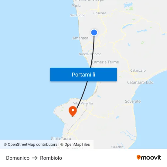 Domanico to Rombiolo map