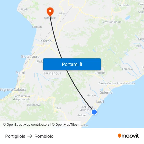Portigliola to Rombiolo map