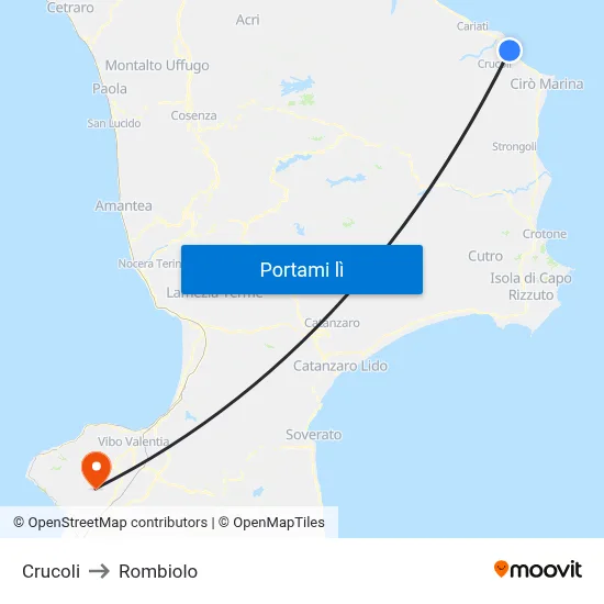 Crucoli to Rombiolo map