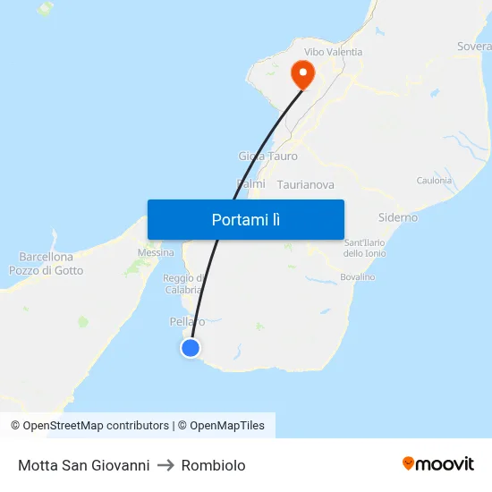 Motta San Giovanni to Rombiolo map