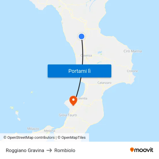 Roggiano Gravina to Rombiolo map