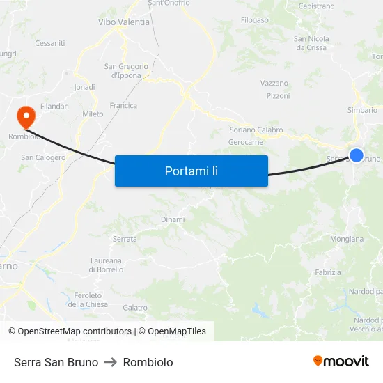 Serra San Bruno to Rombiolo map