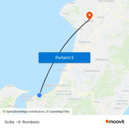 Scilla to Rombiolo map