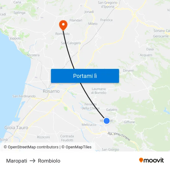 Maropati to Rombiolo map