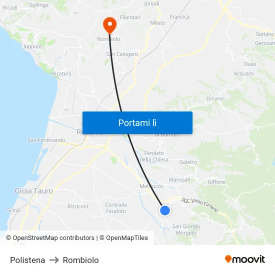 Polistena to Rombiolo map