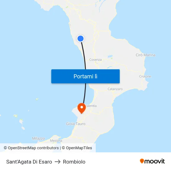 Sant'Agata Di Esaro to Rombiolo map