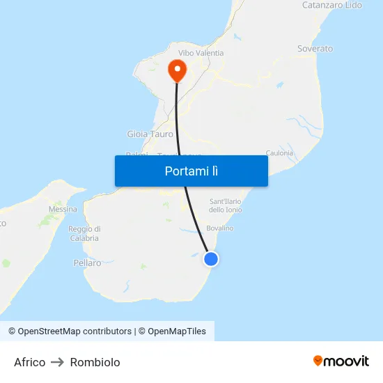 Africo to Rombiolo map