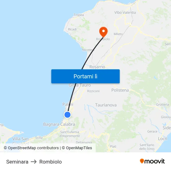 Seminara to Rombiolo map