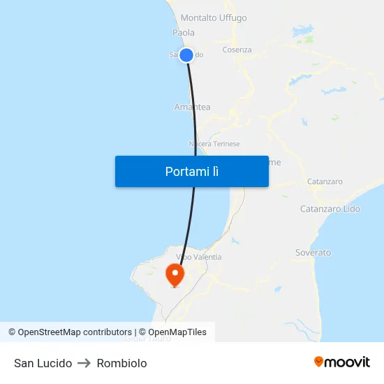 San Lucido to Rombiolo map