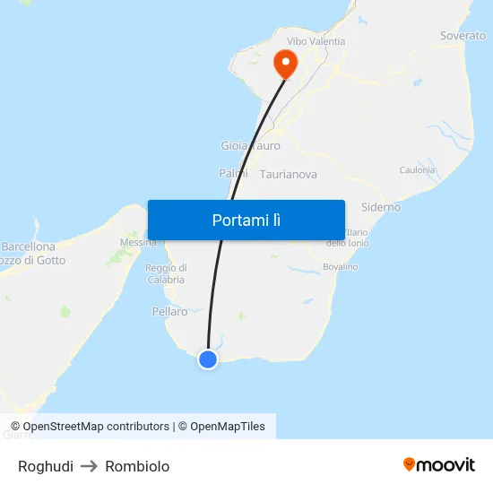 Roghudi to Rombiolo map