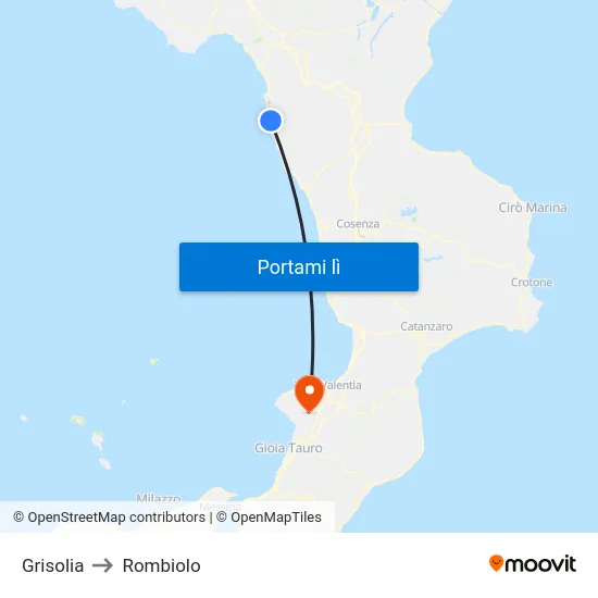 Grisolia to Rombiolo map