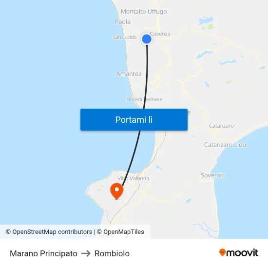 Marano Principato to Rombiolo map