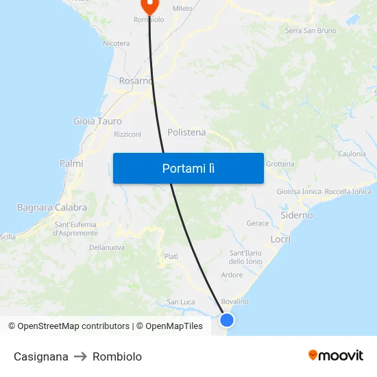 Casignana to Rombiolo map