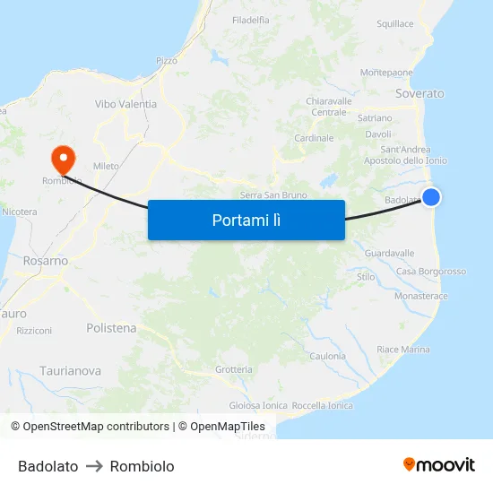 Badolato to Rombiolo map