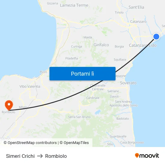 Simeri Crichi to Rombiolo map