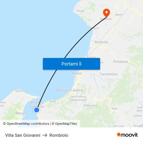 Villa San Giovanni to Rombiolo map