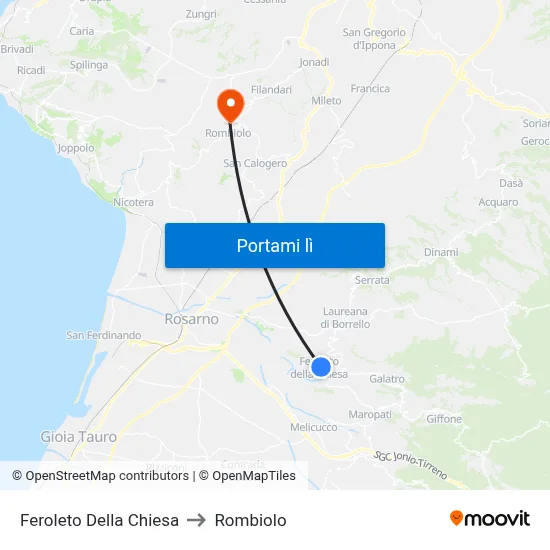 Feroleto Della Chiesa to Rombiolo map