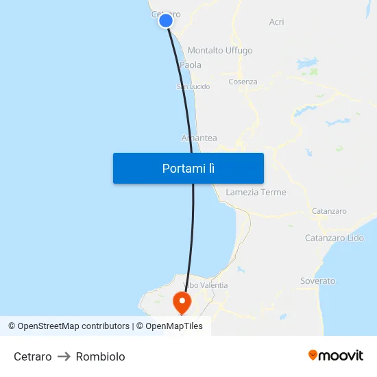 Cetraro to Rombiolo map