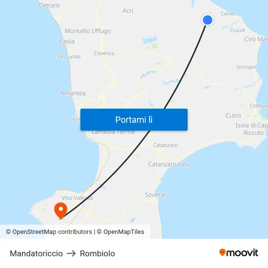 Mandatoriccio to Rombiolo map