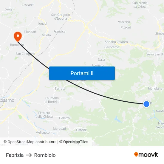 Fabrizia to Rombiolo map