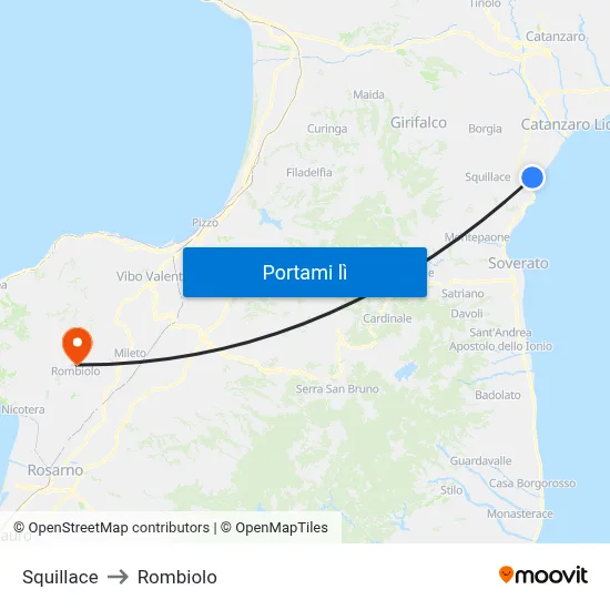 Squillace to Rombiolo map
