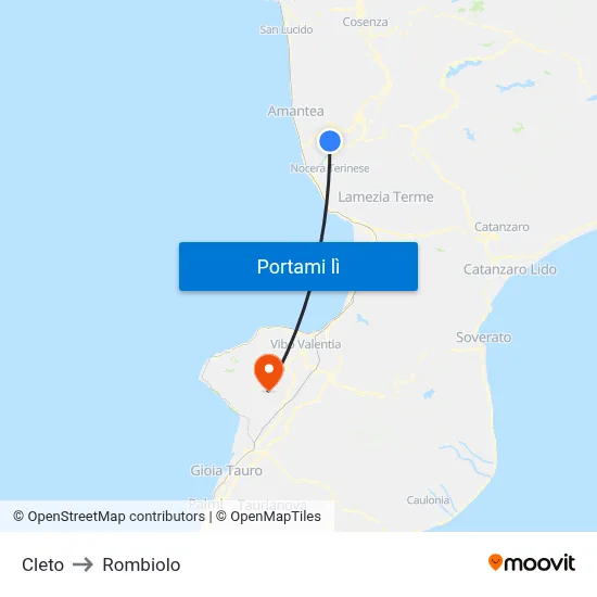 Cleto to Rombiolo map