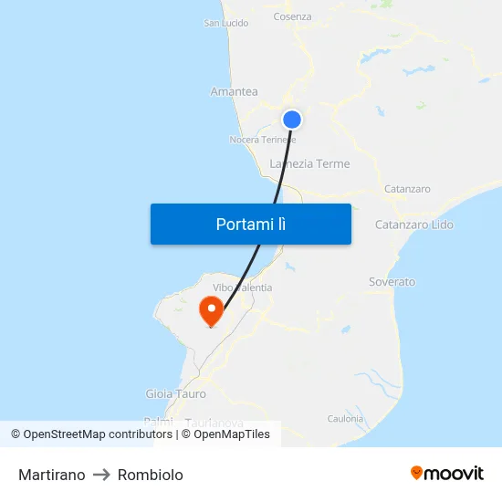 Martirano to Rombiolo map