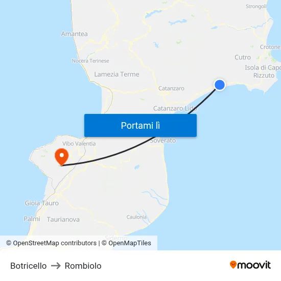 Botricello to Rombiolo map