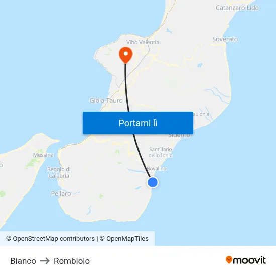 Bianco to Rombiolo map