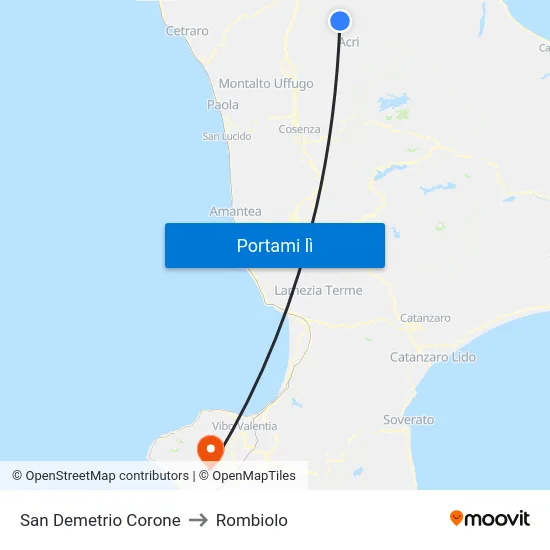 San Demetrio Corone to Rombiolo map