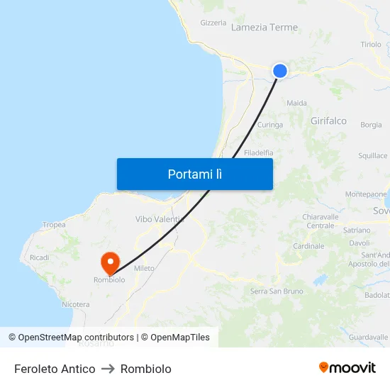 Feroleto Antico to Rombiolo map