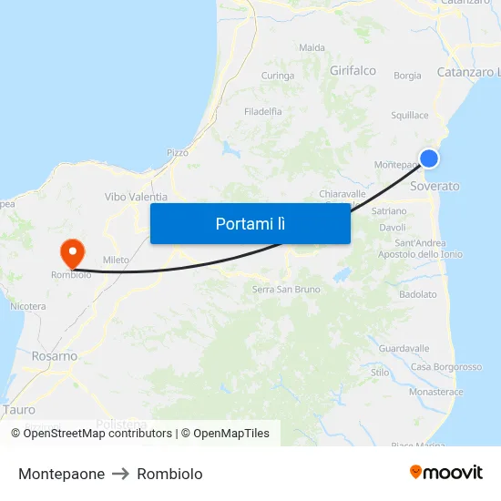 Montepaone to Rombiolo map