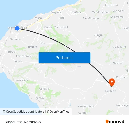 Ricadi to Rombiolo map