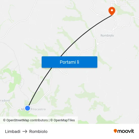 Limbadi to Rombiolo map