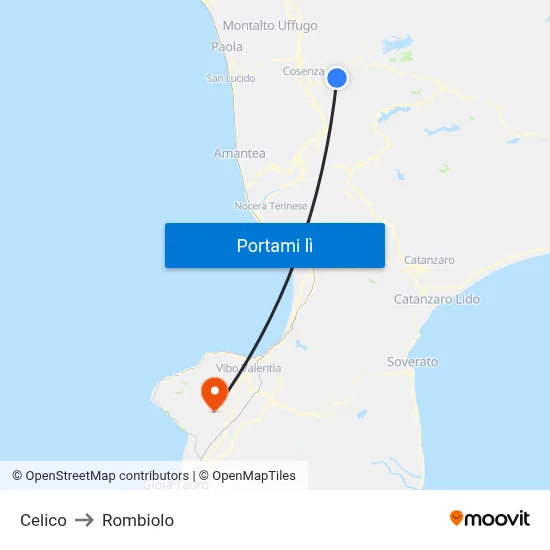 Celico to Rombiolo map